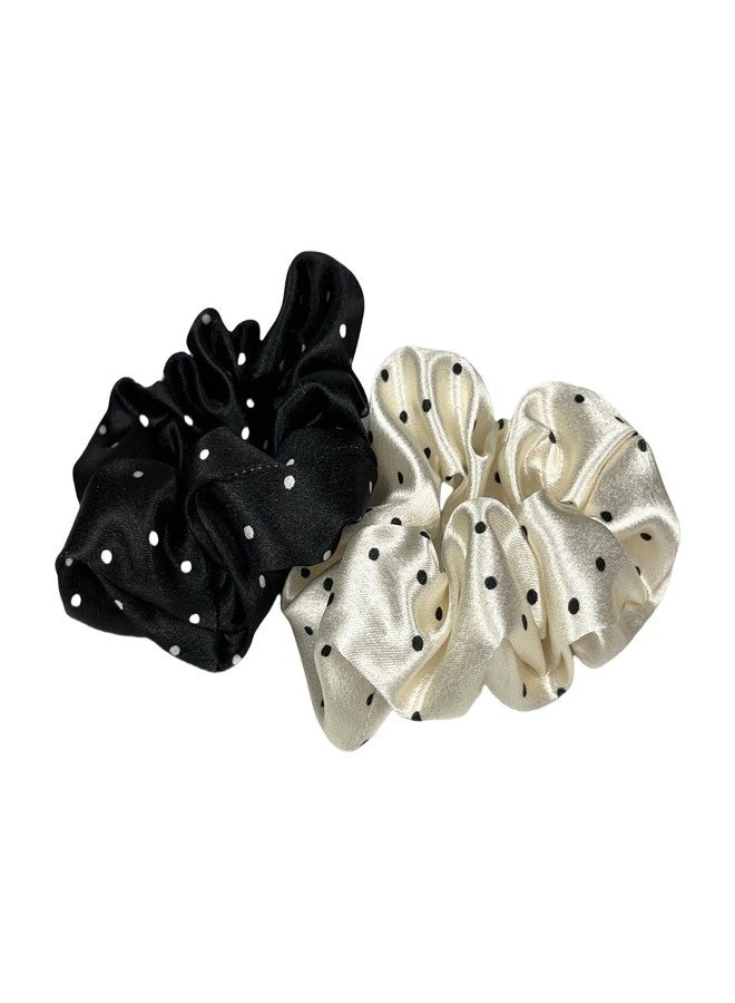 BLBM 2 Pcs Satin Hair Scrunchies that won't Damage your Hair, Polka Dot Style - Image 5